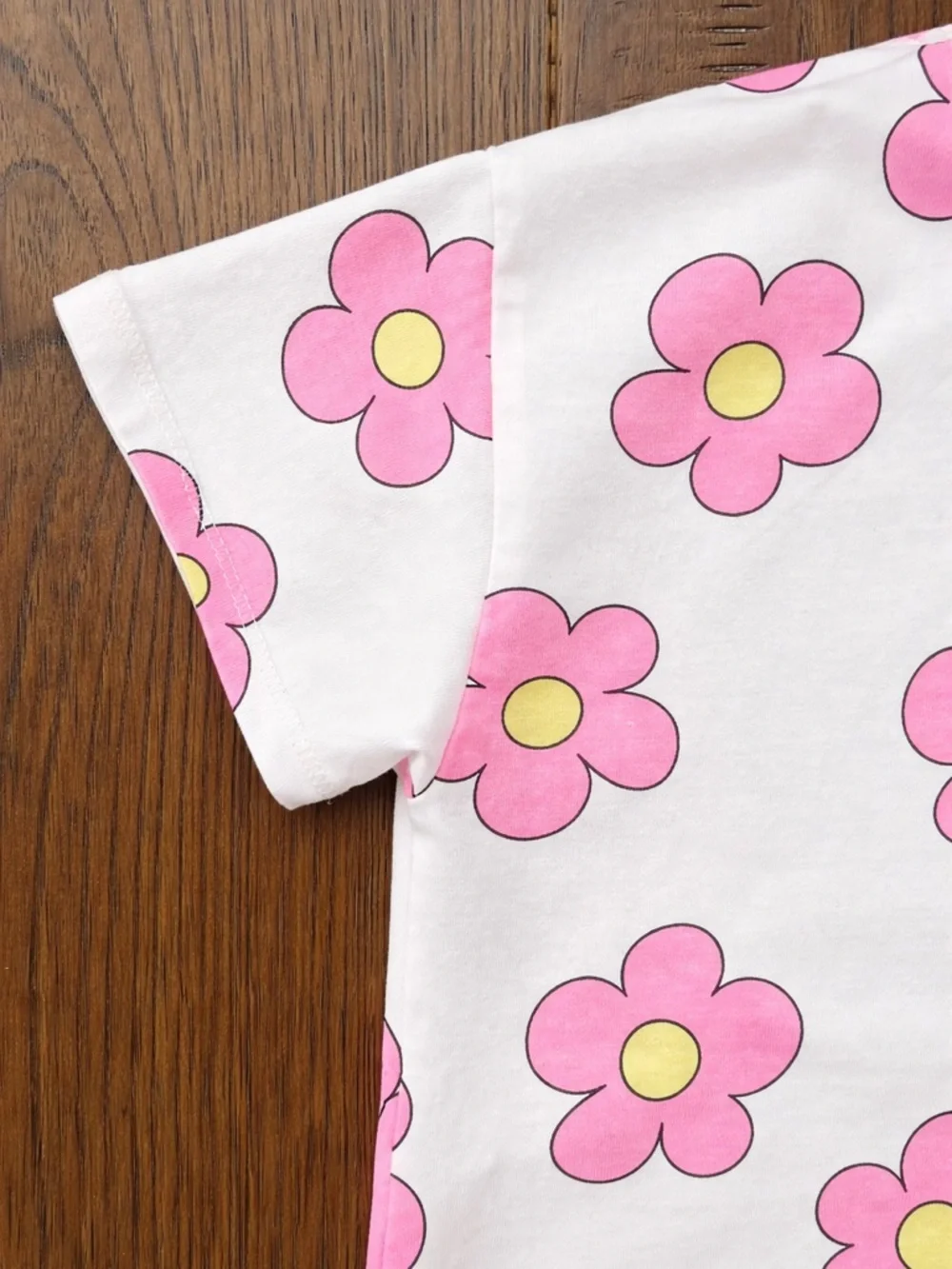 ZARA Girls Size 4/5 Pink Flower Tee White Short Sleeve - Picture 3 of 6